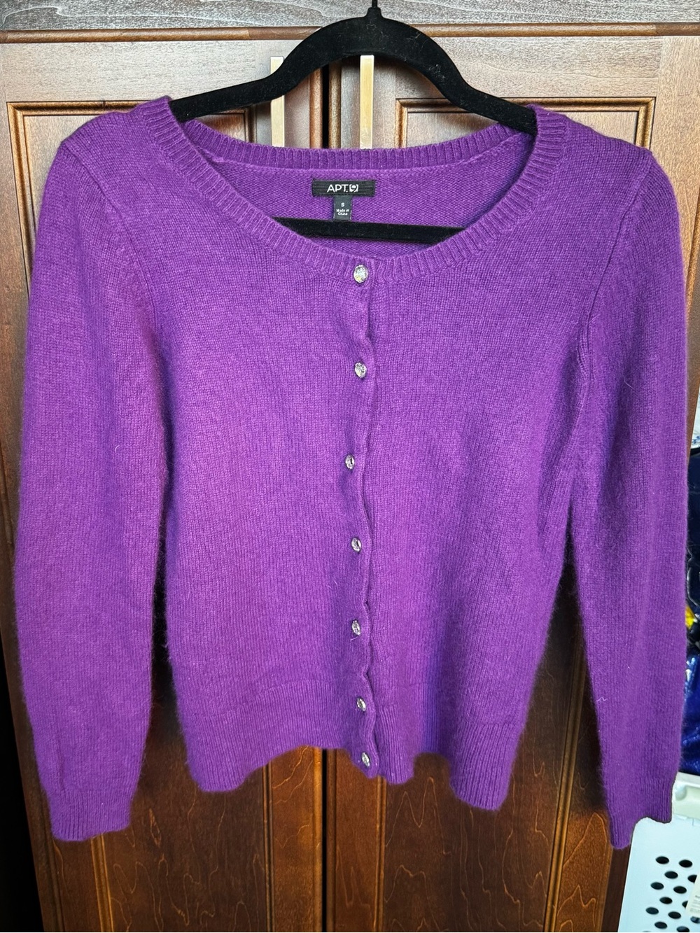 Apt. 9 Purple Angora Rabbit Hair Blend Jewel Button Cardigan Sweater S